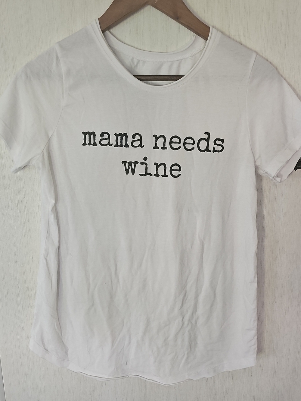Grayson Threads White Tee with Black Text - "mama needs wine"